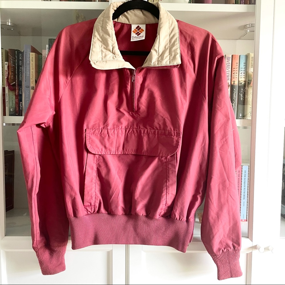 Vintage Columbia Red 1/4 Zip Windbreaker Jacket